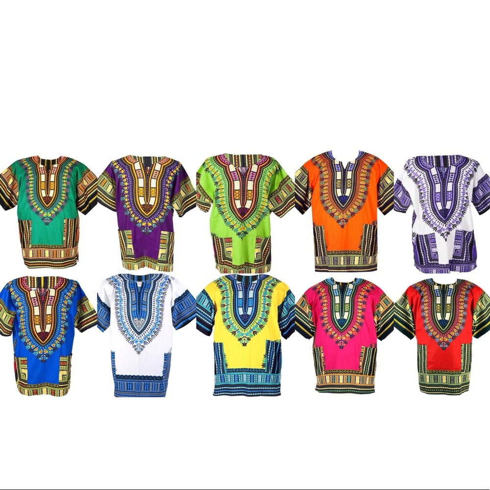 Dashiki T-Shirt 100% Cotton Free/Plus Size Unisex